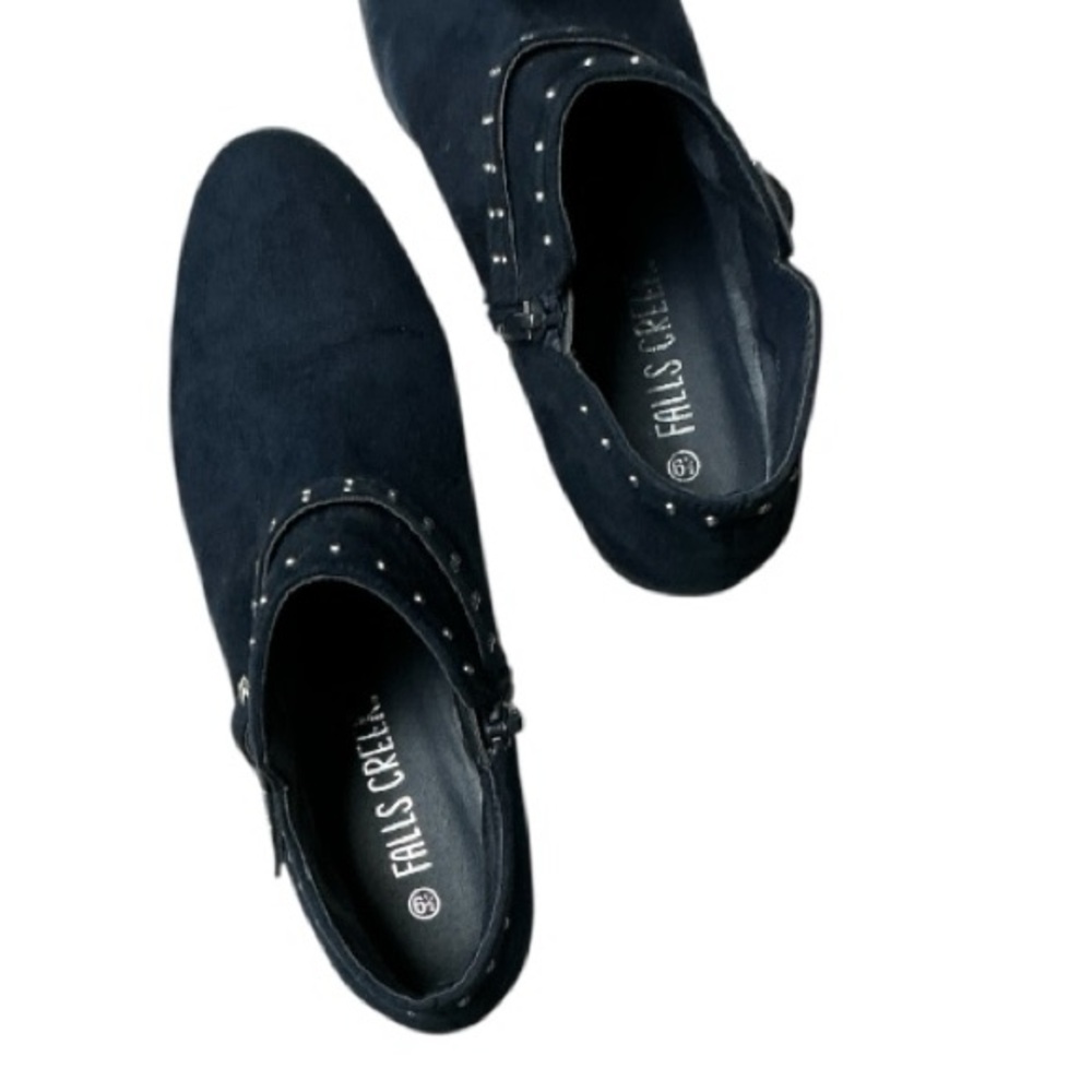 Falls Creek - EC - Elegant Navy Blue Ankle Booties with Studded Strap - Picture 2 of 4